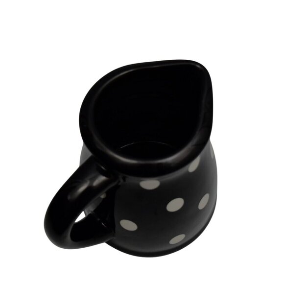 Terramoto Black with White Polka Dot Ceramic Pitcher 20 fl oz - Picture 6 of 7